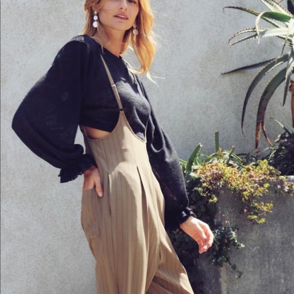 LAST ONE Canyon Pinstripe Jumpsuit in Moss - Picture 5 of 5